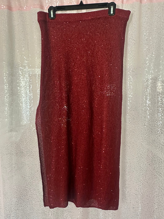 MISA sequin burgundy midi skirt size LARGE