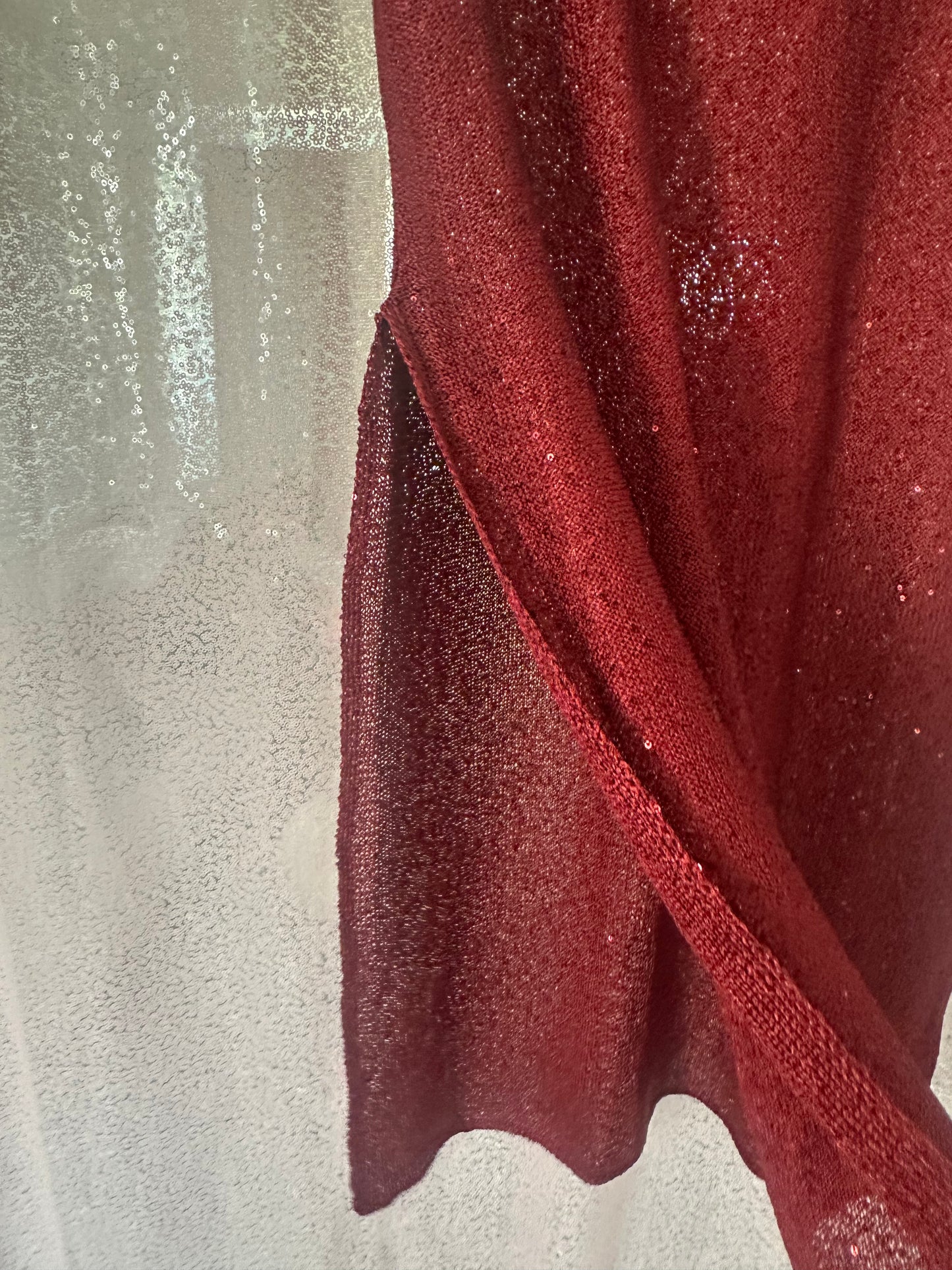 MISA sequin burgundy midi skirt size LARGE