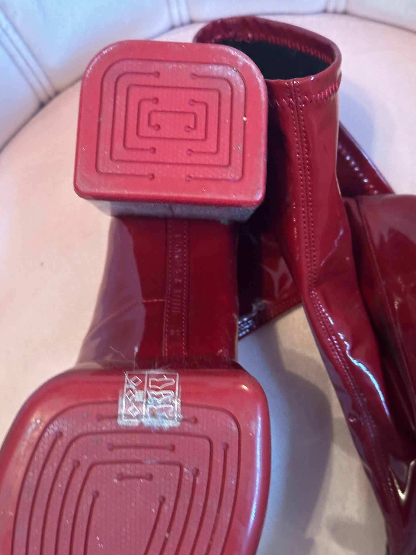 CHARLES & KEITH CHUNKY RED BOOTS SIZE IT38 (7.5-8us)