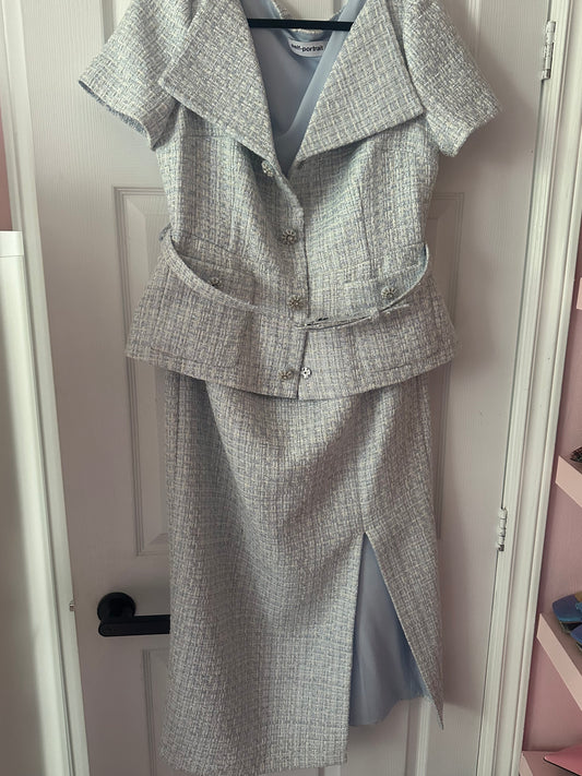 SELF PORTRAIT Tweed blue dress US 12