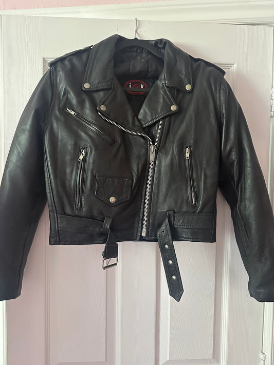 IK genuine leather punk jacket size LARGE