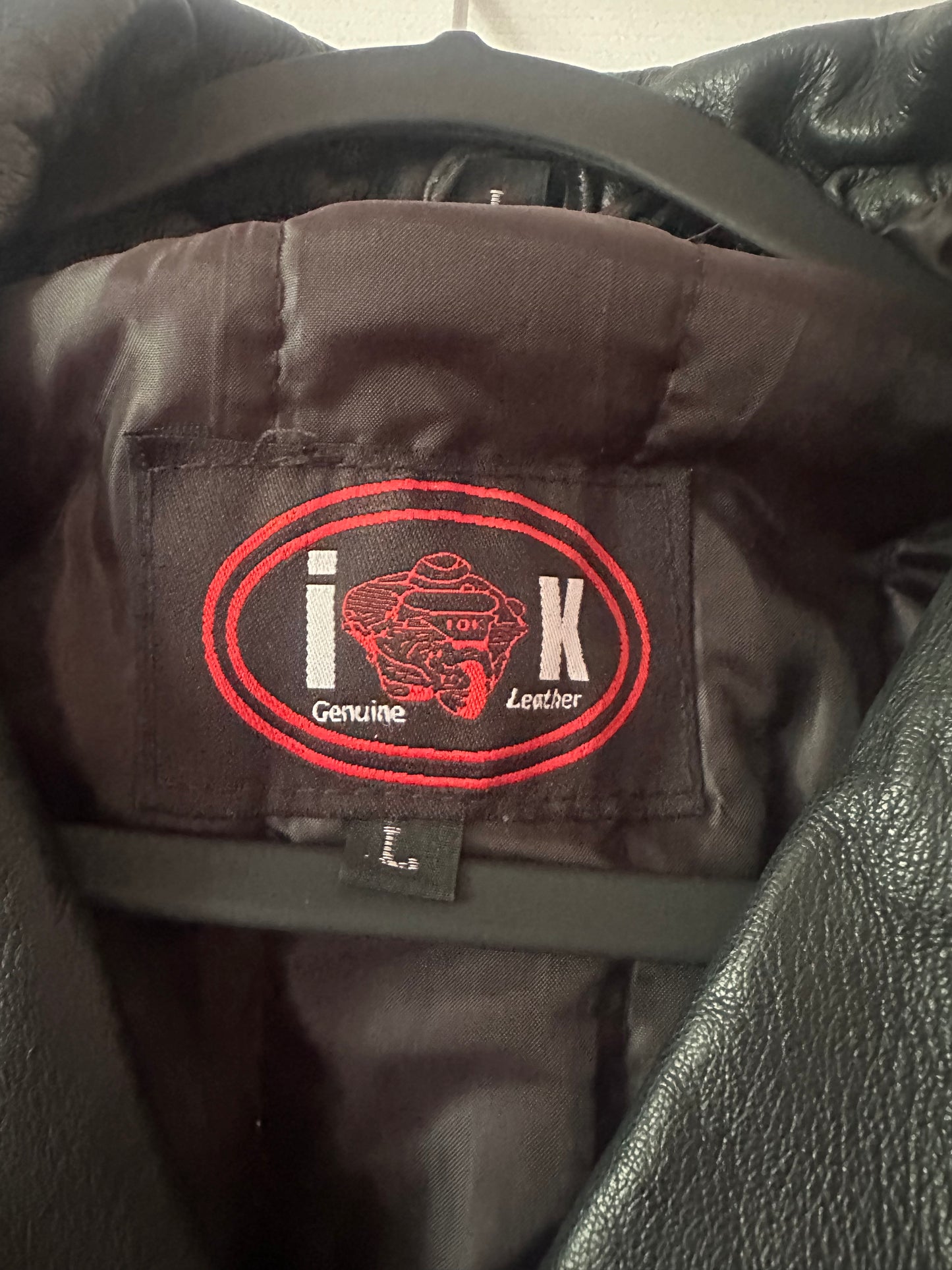 IK genuine leather punk jacket size LARGE