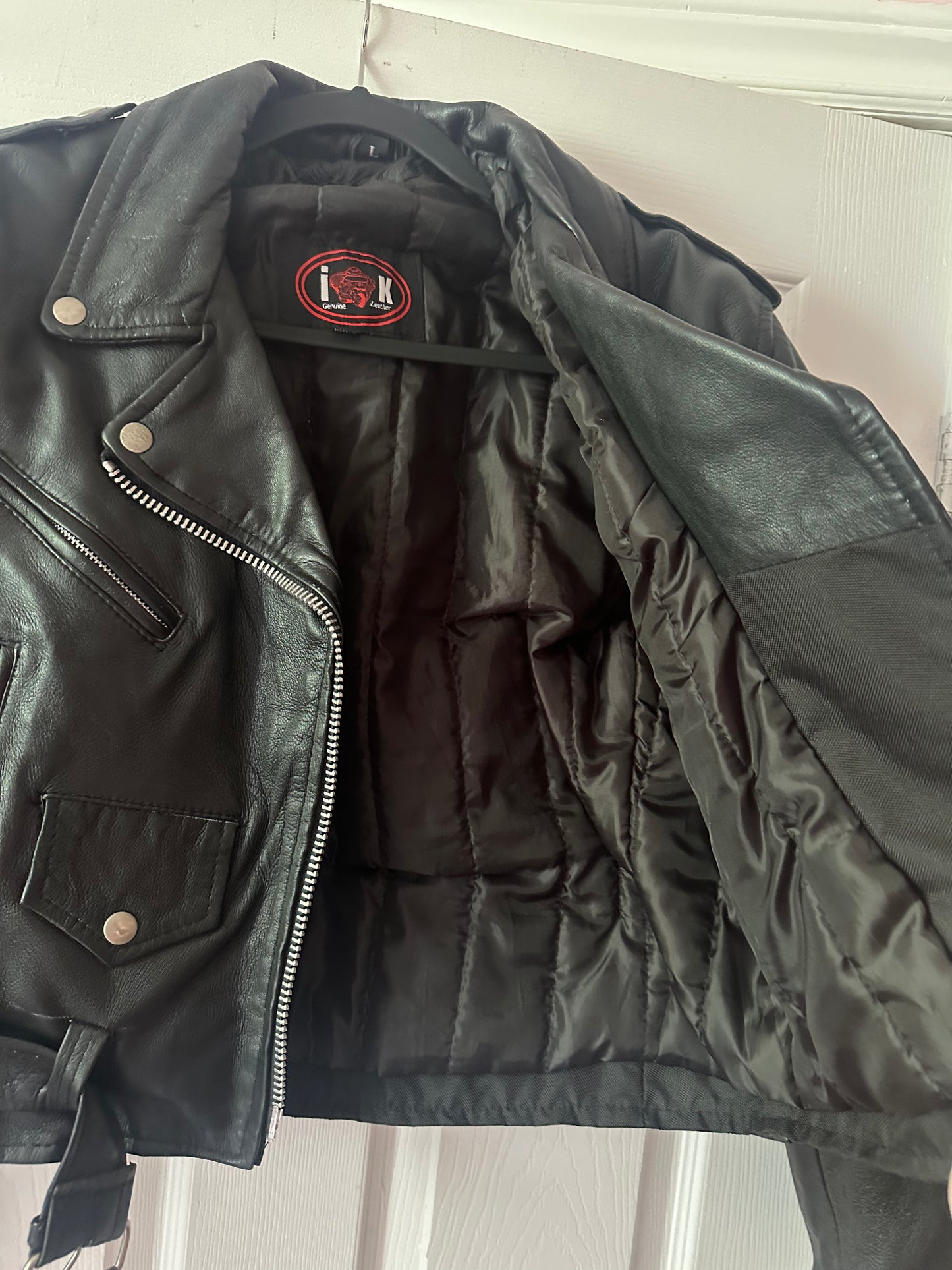 IK genuine leather punk jacket size LARGE