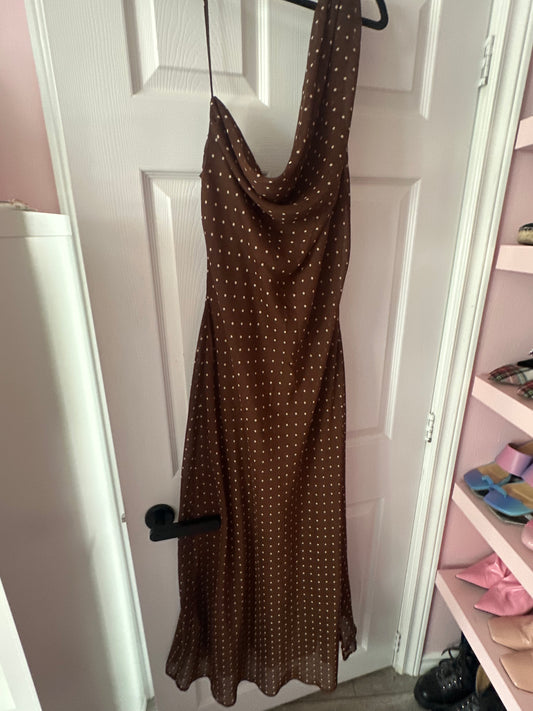 ZARA brown polka-dot long dress size XXL