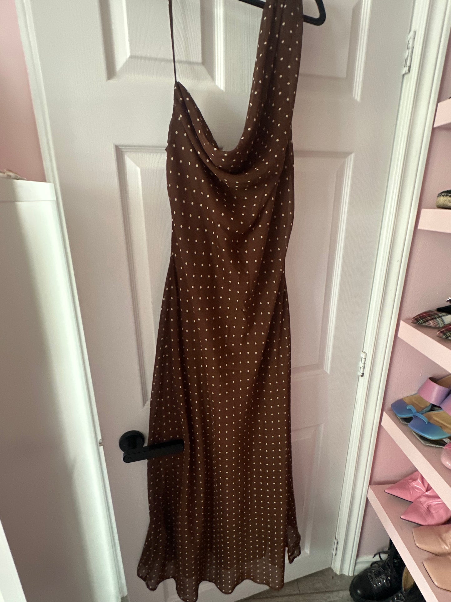 ZARA brown polka-dot long dress size XXL